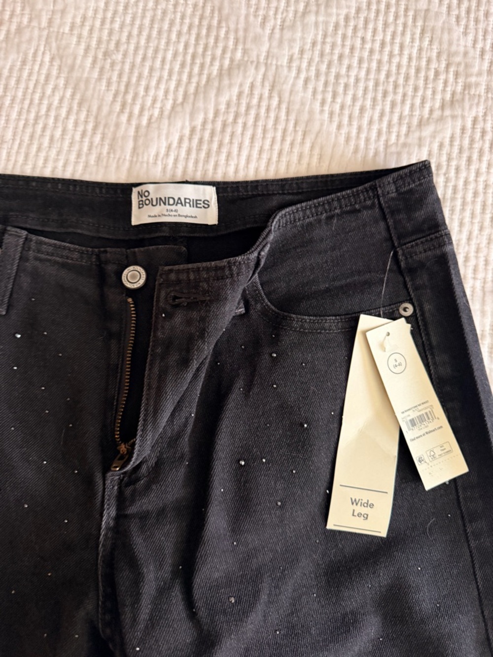 No Boundaries Black Wide Leg Jeans with Subtle Studs